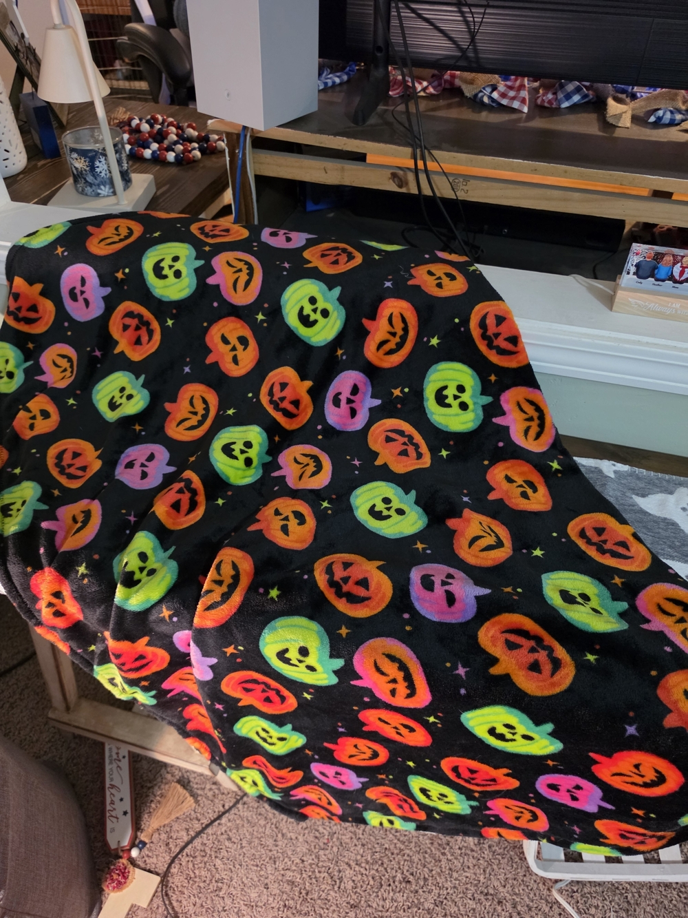 Kids Halloween Pumpkin Blanket Costume Cover - Black Multicolor